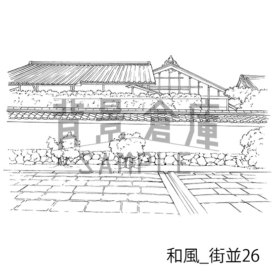 和風_背景素材集15(街並)_トーン