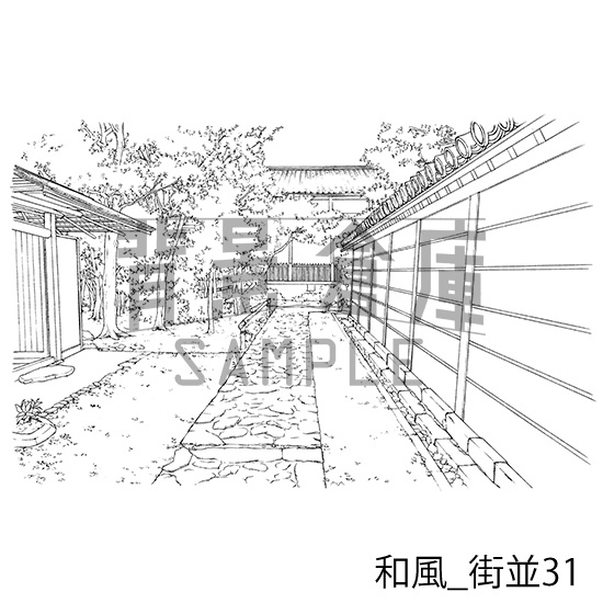 和風_背景素材集15(街並)_トーン