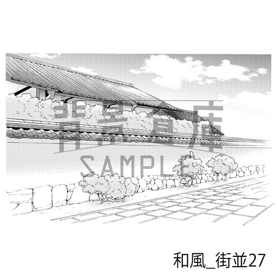 和風_背景素材集15(街並)_トーン