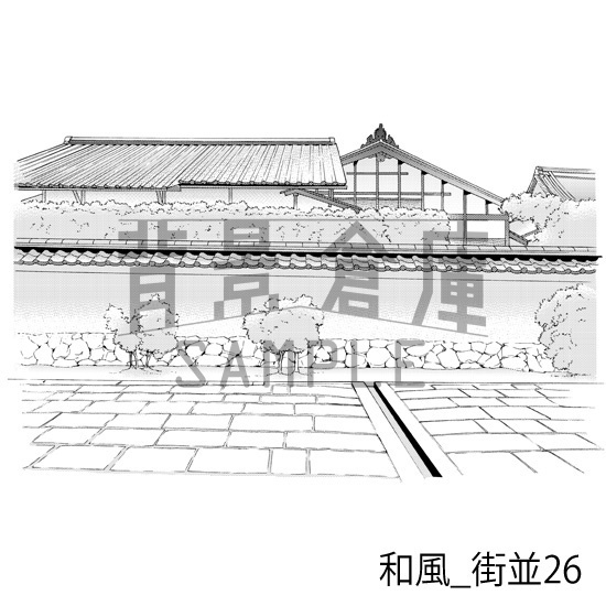 和風_背景素材集15(街並)_トーン
