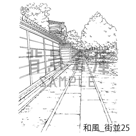 和風_背景素材集15(街並)_トーン