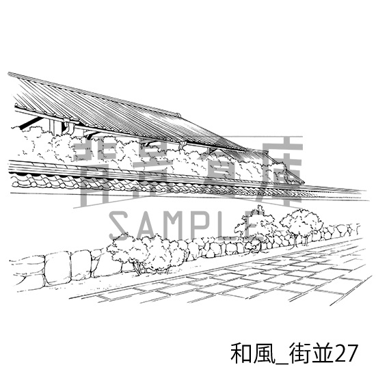 和風_背景素材集15(街並)_トーン
