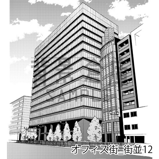 オフィス街_背景素材集3(街並)_トーン