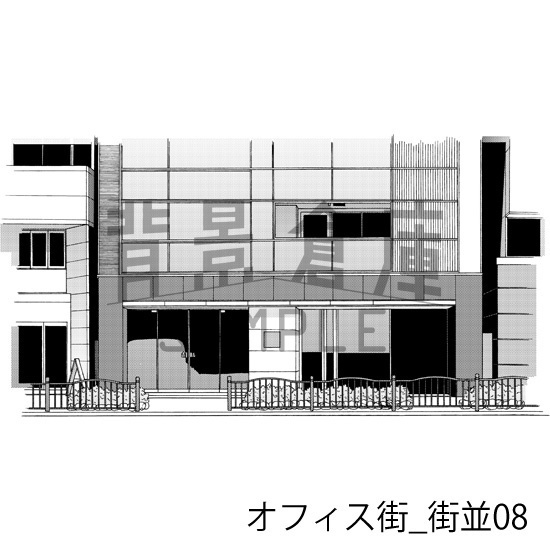 オフィス街_背景素材集3(街並)_トーン