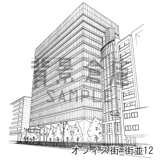 オフィス街_背景素材集3(街並)_トーン