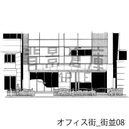 オフィス街_背景素材集3(街並)_トーン