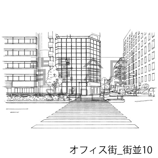 オフィス街_背景素材集3(街並)_トーン