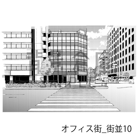 オフィス街_背景素材集3(街並)_トーン