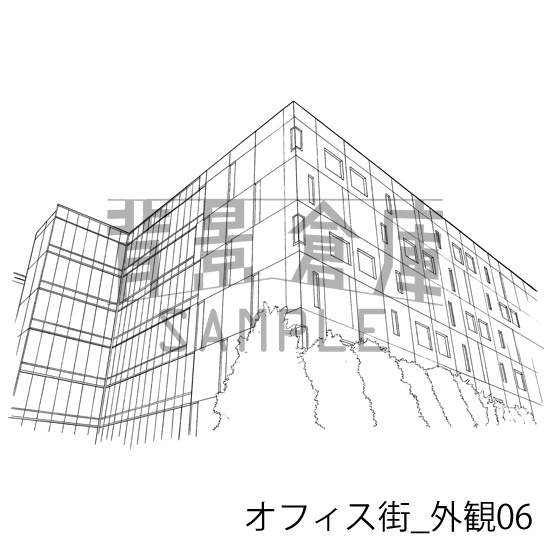 オフィス街_背景素材集7(外観 街並)_トーン