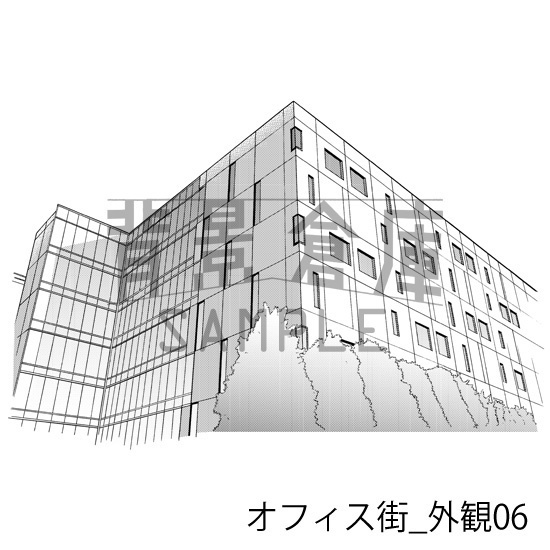 オフィス街_背景素材集7(外観 街並)_トーン