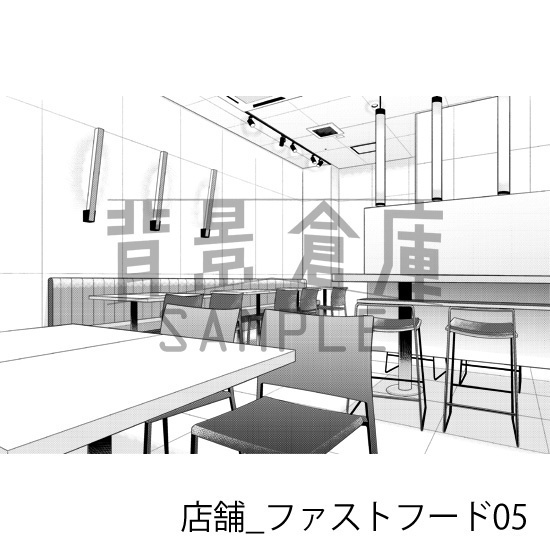 店舗_背景素材集27(ファーストフード)_トーン