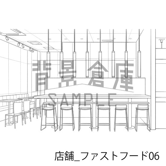店舗_背景素材集27(ファーストフード)_トーン