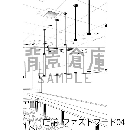 店舗_背景素材集27(ファーストフード)_トーン