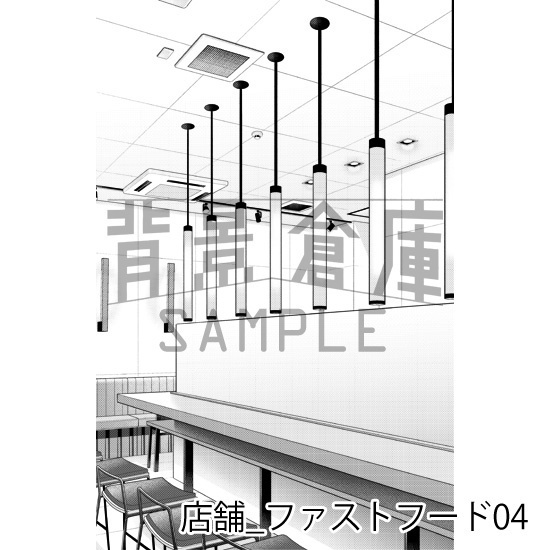 店舗_背景素材集27(ファーストフード)_トーン