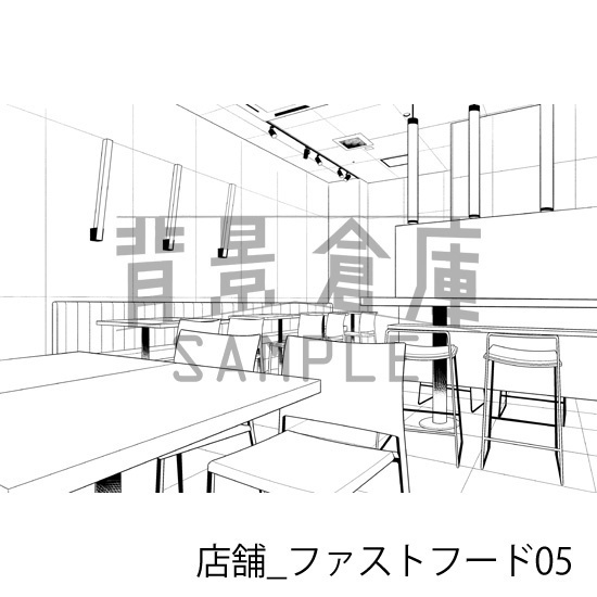 店舗_背景素材集27(ファーストフード)_トーン