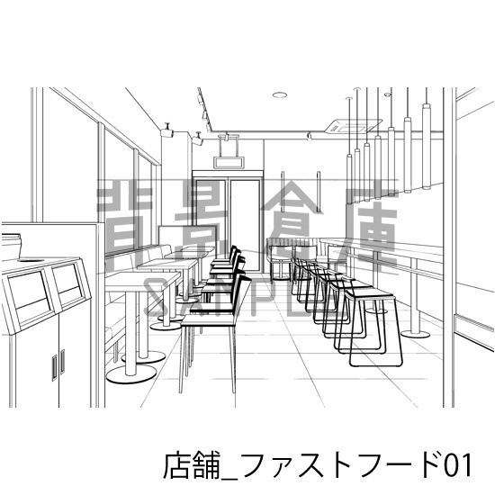 店舗_背景素材集27(ファーストフード)_トーン