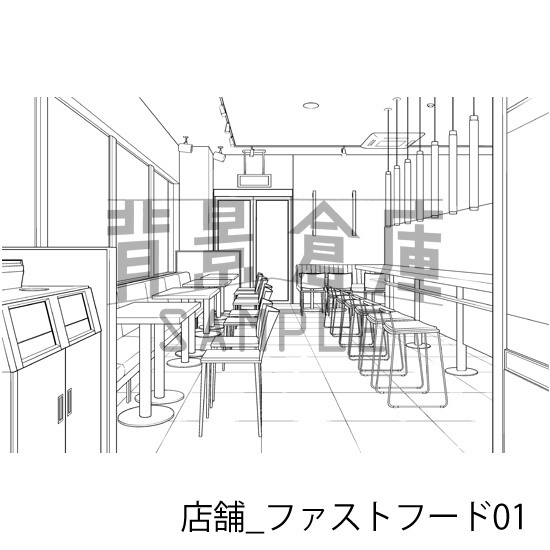 店舗_背景素材集27(ファーストフード)_トーン