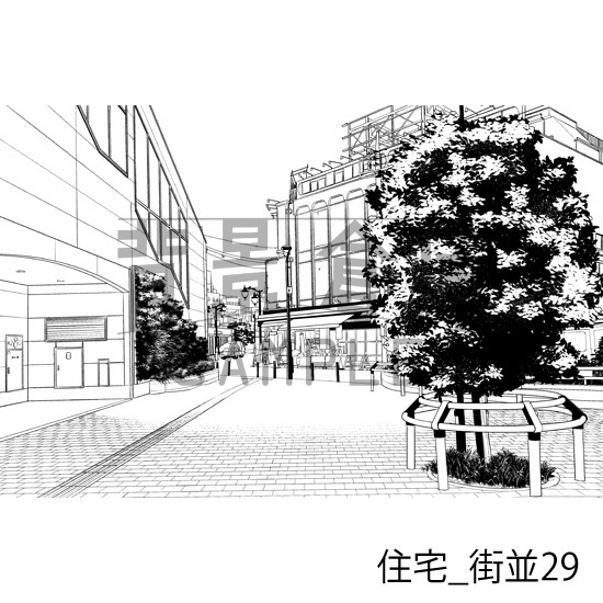 住宅_背景素材集22(街並)_トーン