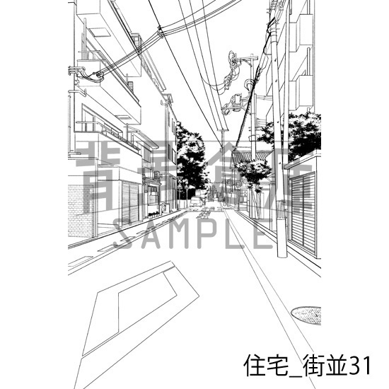 住宅_背景素材集22(街並)_トーン
