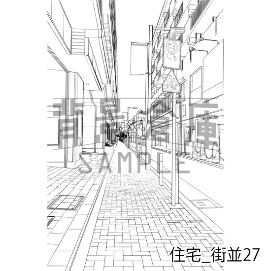 住宅_背景素材集22(街並)_トーン