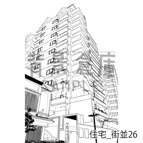 住宅_背景素材集22(街並)_トーン