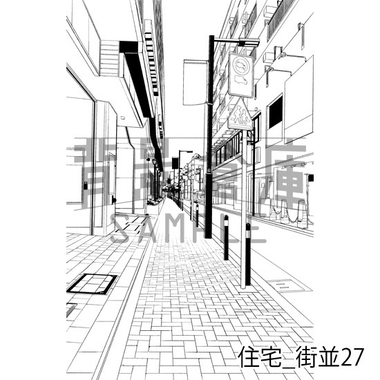 住宅_背景素材集22(街並)_トーン