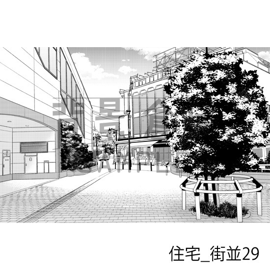 住宅_背景素材集22(街並)_トーン