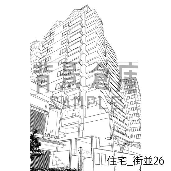 住宅_背景素材集22(街並)_トーン