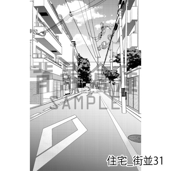 住宅_背景素材集22(街並)_トーン