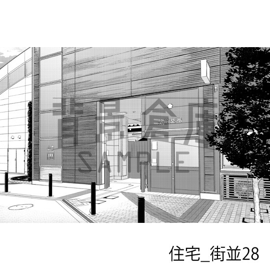 住宅_背景素材集22(街並)_トーン