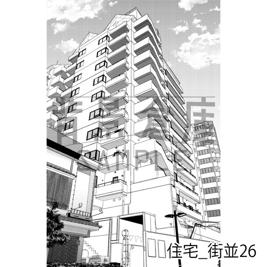 住宅_背景素材集22(街並)_トーン