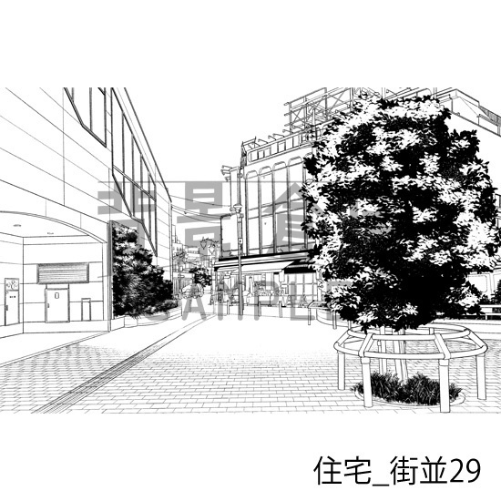 住宅_背景素材集22(街並)_トーン