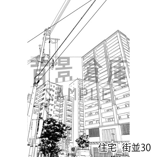 住宅_背景素材集22(街並)_トーン