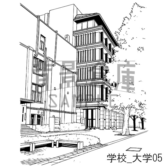 学校_背景素材集28(大学)_トーン