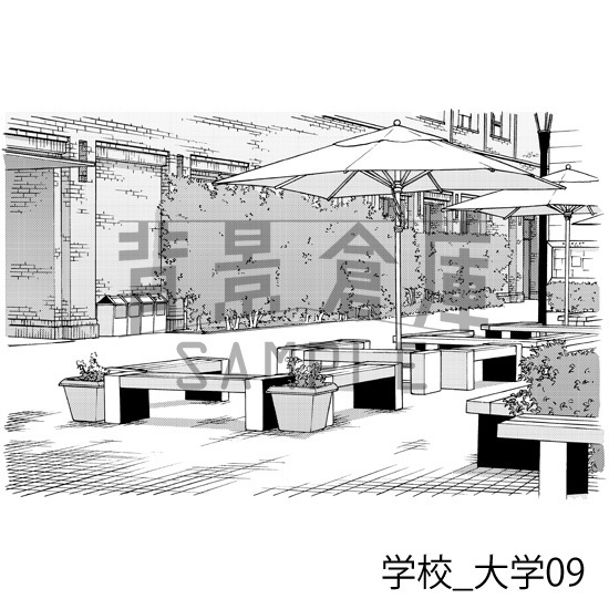 学校_背景素材集28(大学)_トーン