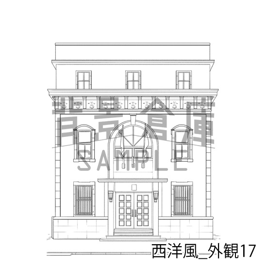 西洋風_背景素材集24(外観)_トーン