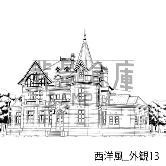 西洋風_背景素材集24(外観)_トーン