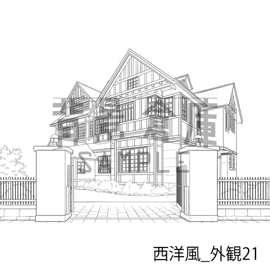 西洋風_背景素材集25(外観)_トーン