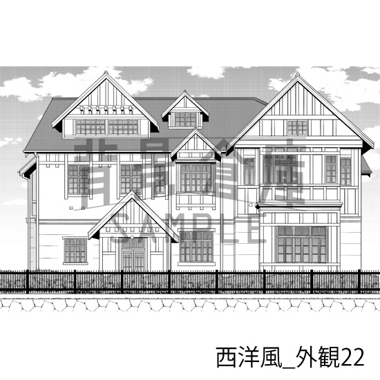 西洋風_背景素材集25(外観)_トーン