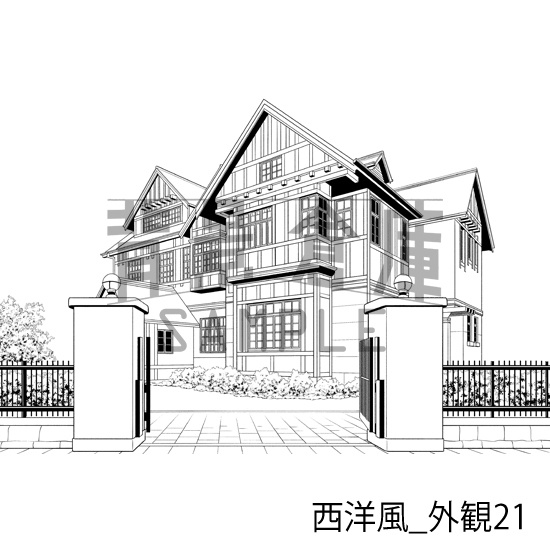 西洋風_背景素材集25(外観)_トーン