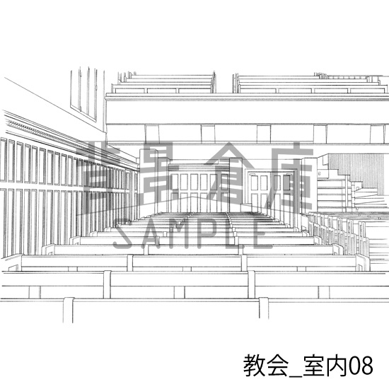 教会_背景素材集1(室内)_トーン