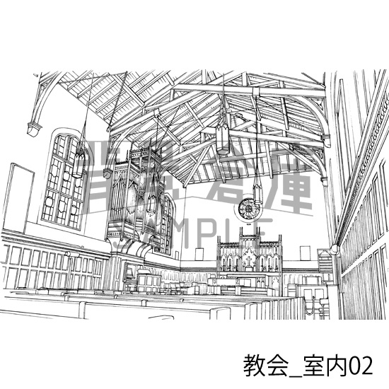 教会_背景素材集1(室内)_トーン
