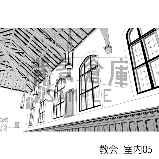 教会_背景素材集1(室内)_トーン