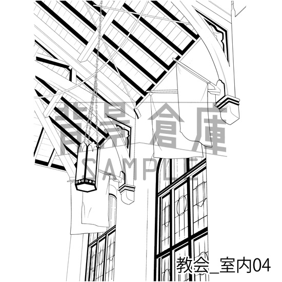 教会_背景素材集1(室内)_トーン