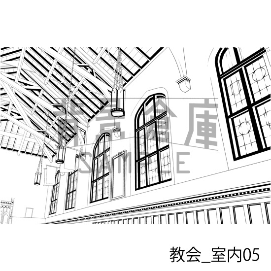 教会_背景素材集1(室内)_トーン