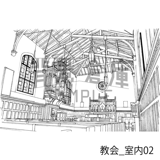 教会_背景素材集1(室内)_トーン