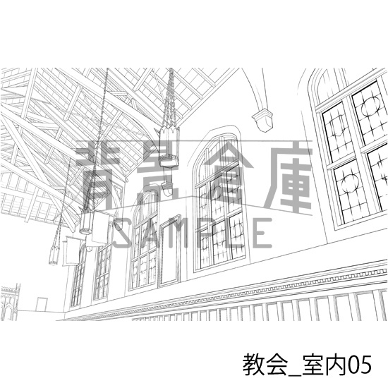 教会_背景素材集1(室内)_トーン