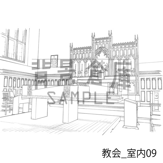 教会_背景素材集1(室内)_トーン