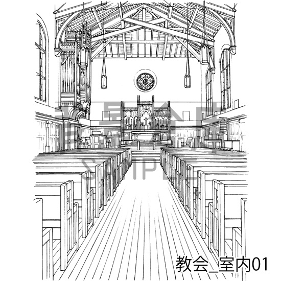 教会_背景素材集1(室内)_トーン