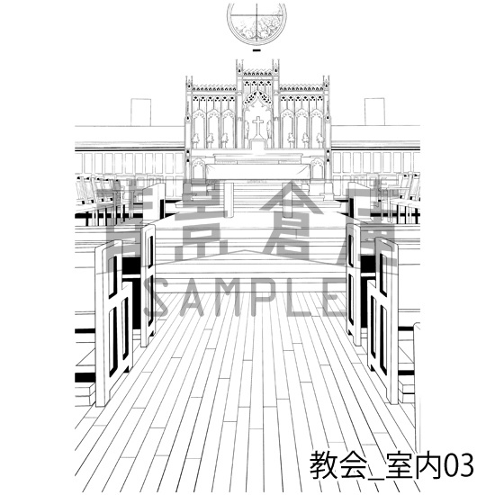 教会_背景素材集1(室内)_トーン